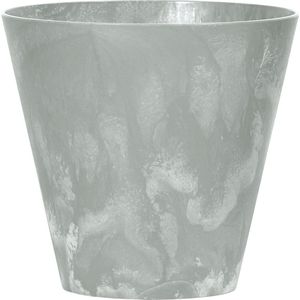 Kunststof bloempot/plantenpot betonlook 20 cm licht grijs