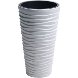 Prosperplast Bloempot/plantenpot Sand kunststof met binnenpot wit D30 x H52 binnen/buiten