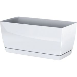 Plantenpot/bloempot kunststof glanzend parel wit 29 x 14 x 13,6 cm voor binnen/buiten