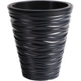Prosperplast Plantenpot/bloempot Sand Dunes - buiten/binnen - kunststof - antraciet - D39 x H43 cm - met binnenpot