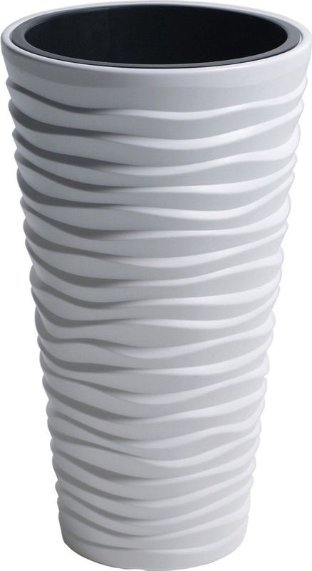 Prosperplast Bloempot/plantenpot Sand kunststof met binnenpot wit D39 x H75 binnen/buiten