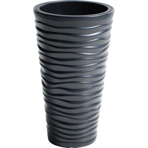 Prosperplast Bloempot/plantenpot Sand kunststof met binnenpot antraciet D39 x H75 binnen/buiten