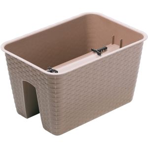 1x Kunststof Ratolla rechthoekige rotan balkon plantenpotten/bloempotten taupe 39 cm - 13 liter - Tuin/balkon decoraties