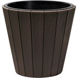 Prosperplast Plantenpot/bloempot Wood Style - buiten/binnen - kunststof - donkerbruin - D40 x H37 cm