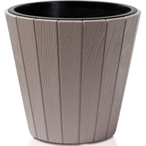 Plantenpot/bloempot Wood Style - buiten/binnen - kunststof - beige - D49 x H45 cm