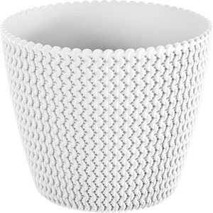 Prosperplast Plantenpot/bloempot Splofy - parel wit - kunststof - D19 x H16 cm - binnen/buiten - stijlvol