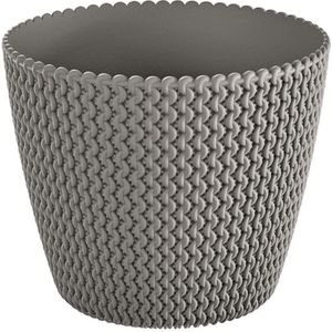 Plantenpot/bloempot - kunststof - lichtgrijs - D22 x H19 cm - binnen/buiten - Plantenpotten