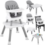 Kinderstoel - babystoel - 6-in-1 - multifunctioneel - grijs wit