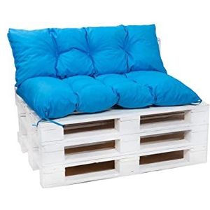 Palletkussens waterdicht - palletkussen outdoor - palletkussen set (zitkussen 120x60 + 120x40cm rugleuning, blauw)