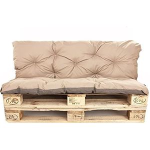Generic Palletkussens voor buiten, palletkussenset voor binnen (zitkussen 120 x 60 cm + rugleuning 120 x 60 cm, beige)