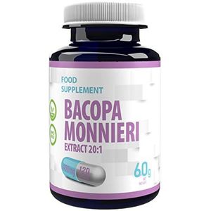 Bacopa Monnieri Brahmi Extract 8000mg Equivalent (400mg van 20:1 Extract) 120 Vegan Capsules, Hoge Sterkte, Geen Vulstoffen of Bulkers, Gluten-, GMO-vrij