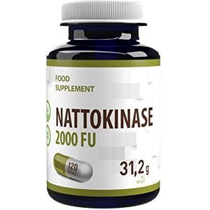 Nattokinase 100mg 120 Vegan Capsules 2000 FU, geëxtraheerd uit gefermenteerde sojabonen, hoge sterkte, gluten-, GMO-vrij