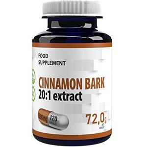 Kaneel (Ceylon Cinnamonum Verum) 10 000mg Equivalent (500mg van 20:1 extract) 120 Vegan Capsules, In laboratorium getest, hoge dosis supplement, Gluten- en GGO-vrij