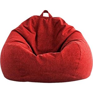 Indoor zitzak met EPS-parelvulling, pof, relaxstoel, zitkussen, vloerkussen, Bean Bag (M, rood)