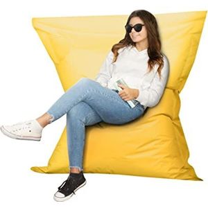 AD.CON Outdoor & Indoor eco-zitzak met eco-vulling, poef, reuzenzitzak, relaxstoel, zitkussen, vloerkussen, Bean Bag 350 liter (geel)