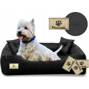 Kingdog - Honden- en kattenbed met kussen - Binnenmaat: 115x90 / Buitenmaat: 130x105cm - Zwart