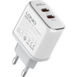 LDNIO A2528C Wall Charger with 2 USB-C and USB-C to Lightning Cable (35W)
