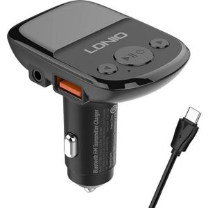 LDNIO C706Q Bluetooth Transmitter with 2 USB Ports, AUX and FM, Plus USB-C Cable.