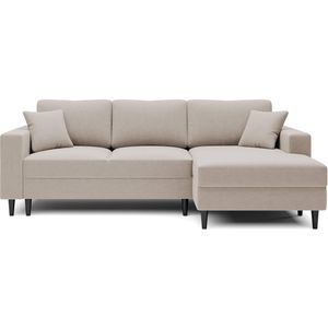 Selsey Nalika - Hoekbank met slaapfunctie en opbergruimte - Beige, rechtsdraaiend
