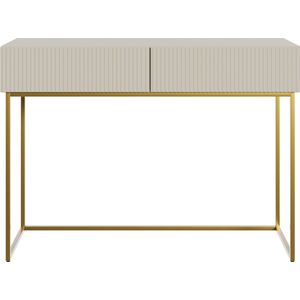 Selsey Veldio - Kaptafel 110 cm - Grijs Beige - Gouden Poten - Twee Lades
