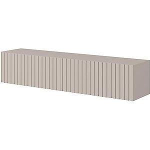 Selsey TELIRE - TV-hangplank, grijs-beige met lamellenfronten, 140 cm