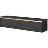 Selsey Seney TV-kast, melamine, zwarte as, goud, 140 cm