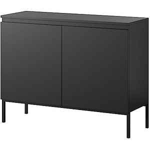 Selsey Bemmi Commode opbergkast, 100 cm, 2 deuren, 4 vakken, zwarte poten, zwart