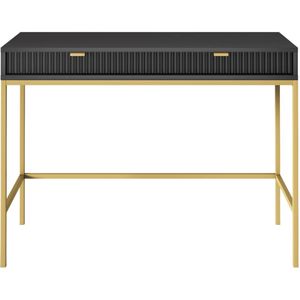 Selsey Vellore - Toilettafel 104 cm - zwart met geribbelde fronten en gouden frame