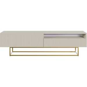 Selsey Veldio - RTV met nis 175 cm - Grijs beige met gouden poten