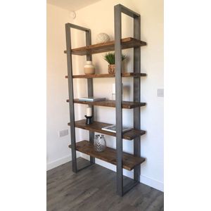 Staande boekenkast - Hout - Metaal - Industrieel - 140 cm