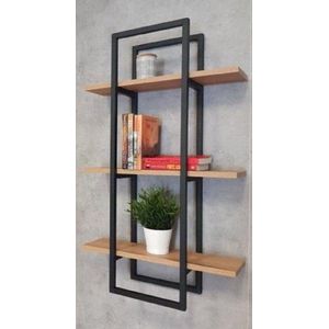 Hangende boekenkast - Hout - Metaal - Industrieel - 50 cm