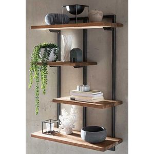 Hangende boekenkast - Hout - Metaal - Industrieel - 70 cm