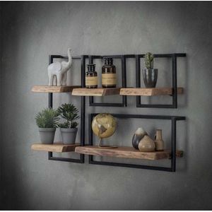 Hangende Boekenkast - Hout - Metaal - Industrieel - 100 cm