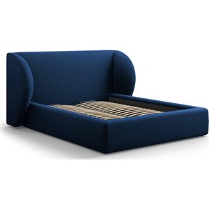 Micadoni Bedframe Miley met Opbergruimte - 200 x 200 cm - Fluweel - Koningsblauw