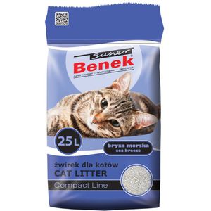 SUPER BENEK COMPACT Kattenbakvulling Bentoniet Grit Zeebries 25 L