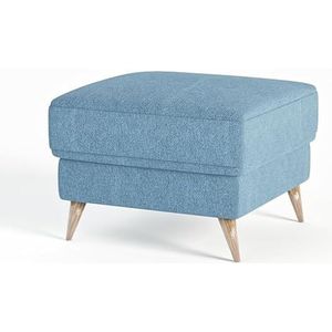 Siblo Pouf Toro Moderne voetenbankkruk, 60 x 60 cm, langwerpige bankkruk, zitpoef, moderne zitkubus, voor woonkamer en hal, met houten poten, waterafstotend - blauw