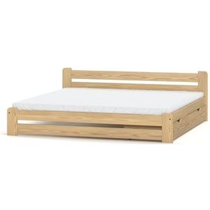 Siblo Bedframe 200x80 cm - Alan collectie - tweepersoonsbed van massief hout - houten bed met lattenbodem - Natural