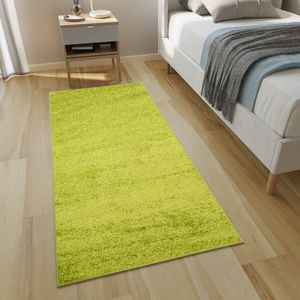 Tapiso Delhi Tapijtloper Vloerkleed Hoogpolig Groen Op Maat- 120x950