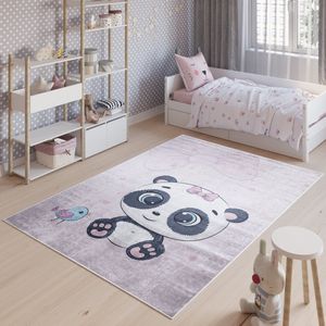 Tapiso Emma Vloerkleed Kinderkamer Babykamer Panda Kinderen Speelmat- 140x200