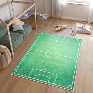 Tapiso Emma Vloerkleed Voetbalveld Speeltapijt Kinderkamer Tapijt Maat- 80x150