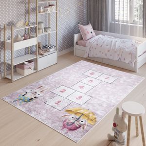 Tapiso Emma Vloerkleed Speeltapijt Roze Kinderkamer Tapijt Maat- 160x230