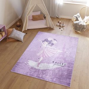 Tapiso Emma Vloerkleed Kinderkamer Ballerina Paars Speelmat- 120x170