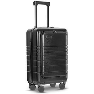 ETERNITIVE - Kleine Koffer | Reiskoffer van ABS | Afmetingen: 55 x 35 x 24,5 cm | Harde Koffer met TSA-slot | Reiskoffer met 360° wielen, Houder voor Telefoon en Drank | Kleur: Zwart