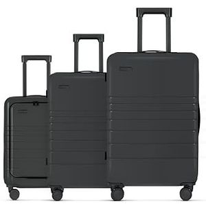 ETERNITIVE - Kofferset | 3-delige Reiskoffers van ABS | Afmetingen: 75,5 x 48 x 32 cm | Kofferset met TSA-slot | Reiskoffer met 360° wielen | Koffer Handbagage | Kleur: Grafiet
