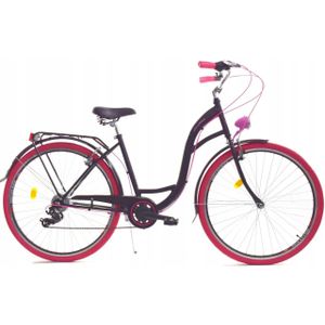 Meisjesfiets - 26 inch - met 7 versnellingen - zwart roze