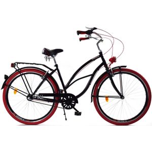 Meisjesfiets - cruiser - 26" - 3 versnellingen - zwart rood