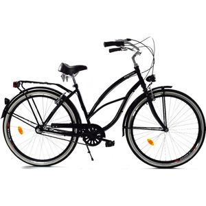 Damesfiets - beach cruiser - 28" - 3 versnellingen - zwart