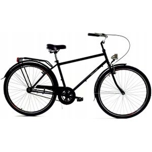 Herenfiets - Retro - Zwart - Stalen Frame - Enkele Versnelling