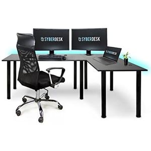SyberDesk Gaming Pro Led-hoekbureau, 185 x 120 cm, met led-bureau, groot, computertafel, robuust (rechts)