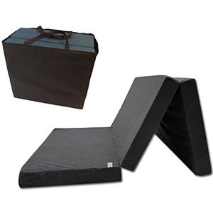Odolplusz Vouwmatras Vouwmatras opklapbed - Made in EU - als matras voor gastenbed te gebruiken (zwart met tas, 80 x 200 cm)